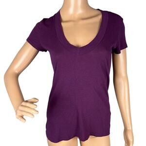 Standard James Perse V-Neck Slub Tee Shirt Plum Size 0 (US XS Oversized) NWOT